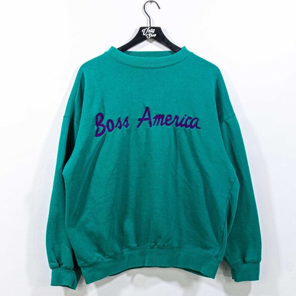 Boss American Script Spell Out Sweatshirt XL VTG 90s Streetwear Hip Hop Skater - Picture 1 of 16